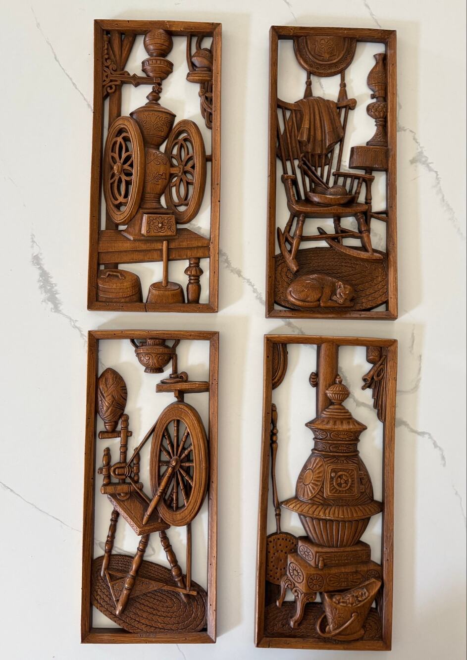 Vintage Burwood Products Colonial Americana Wall Plaques, Set of 4